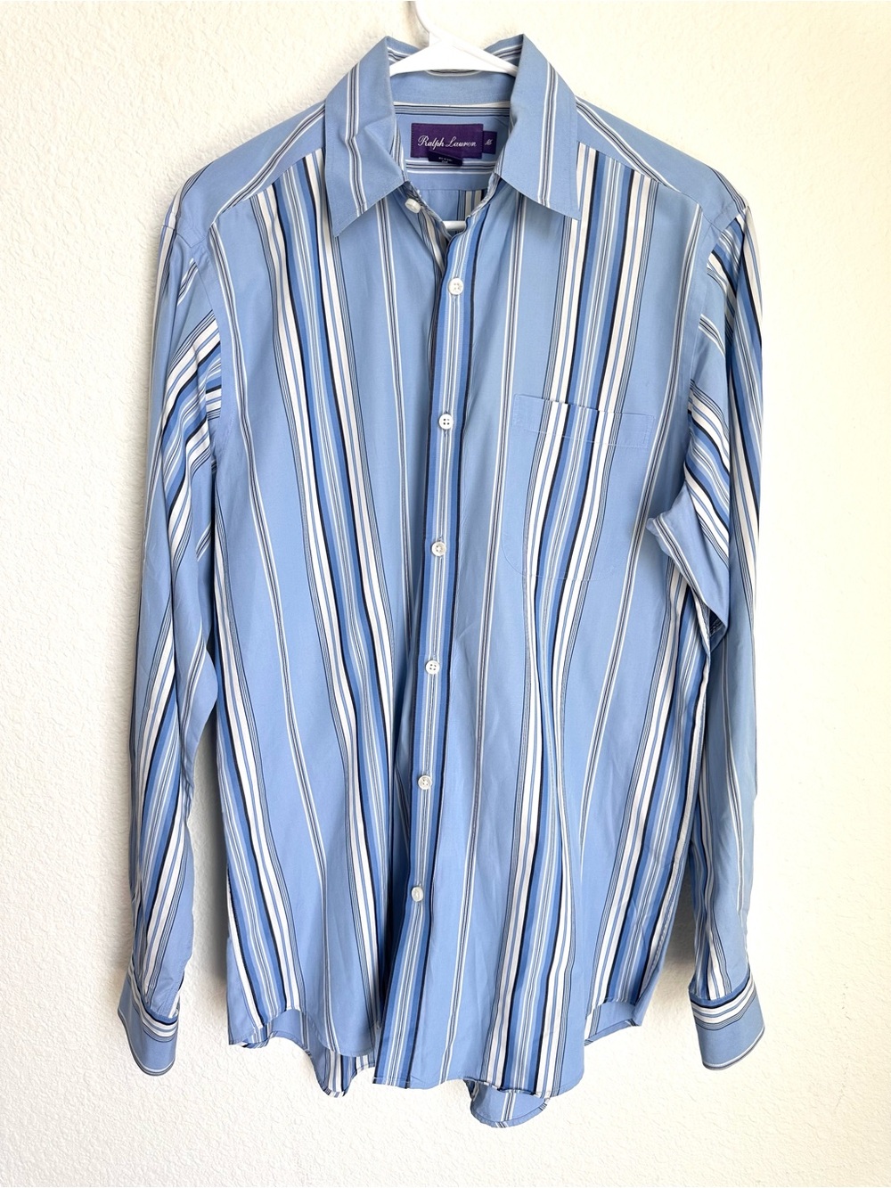 RALPH LAUREN Purple Label Men's Striped Button‎ Down cotton Shirt Size Medium - Picture 3 of 17